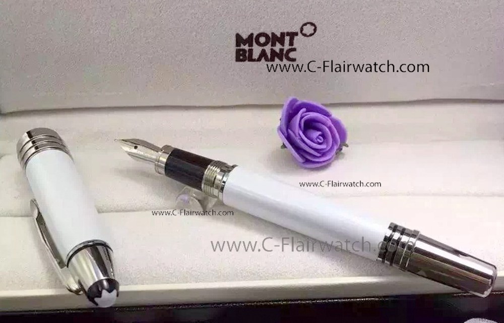 Top Grade Copy Montblanc JFK White Resin Fountain Pen
